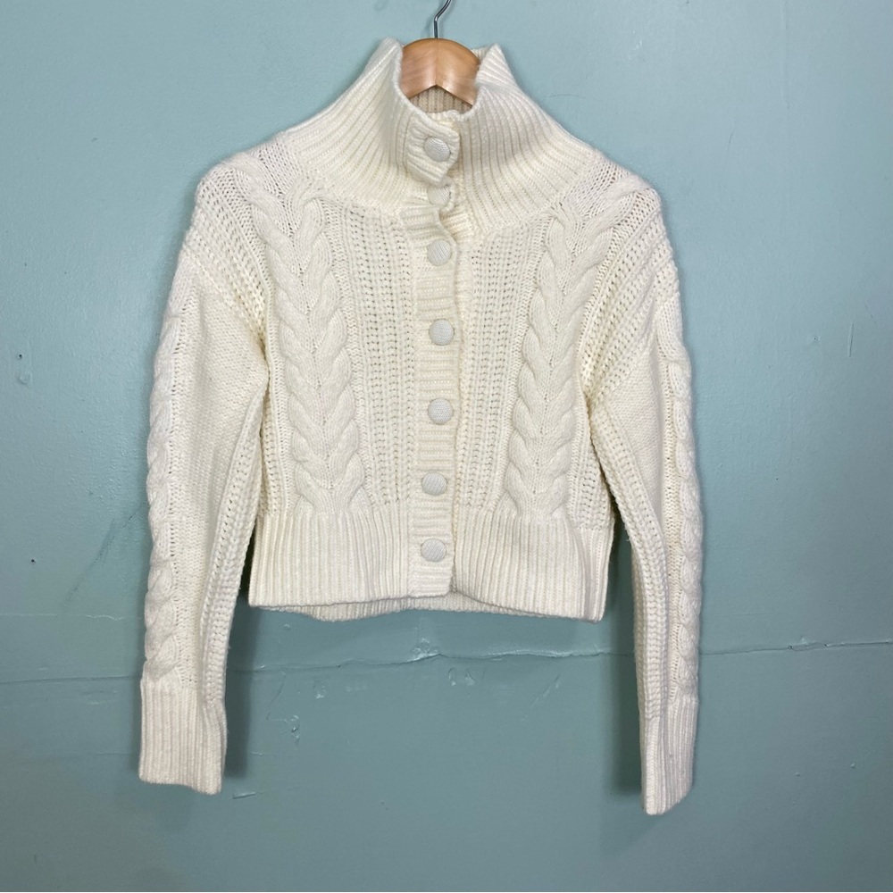 Christy Lynn Iris‎ Cable Knit Cardigan Crean Wool Blend Size XS - Picture 2 of 13